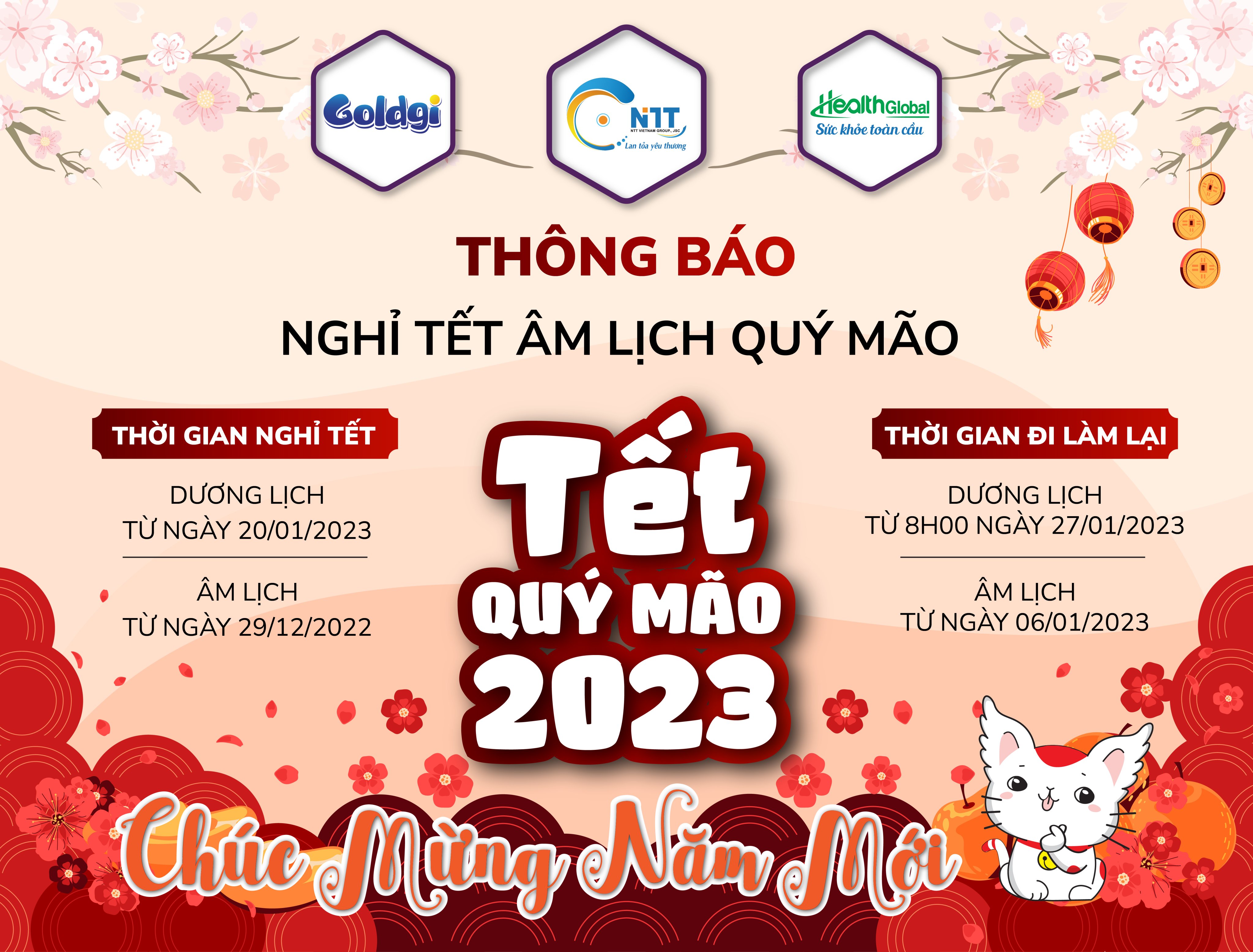 Tập đoàn NTT Việt Nam thông báo lịch nghỉ Tết âm lịch